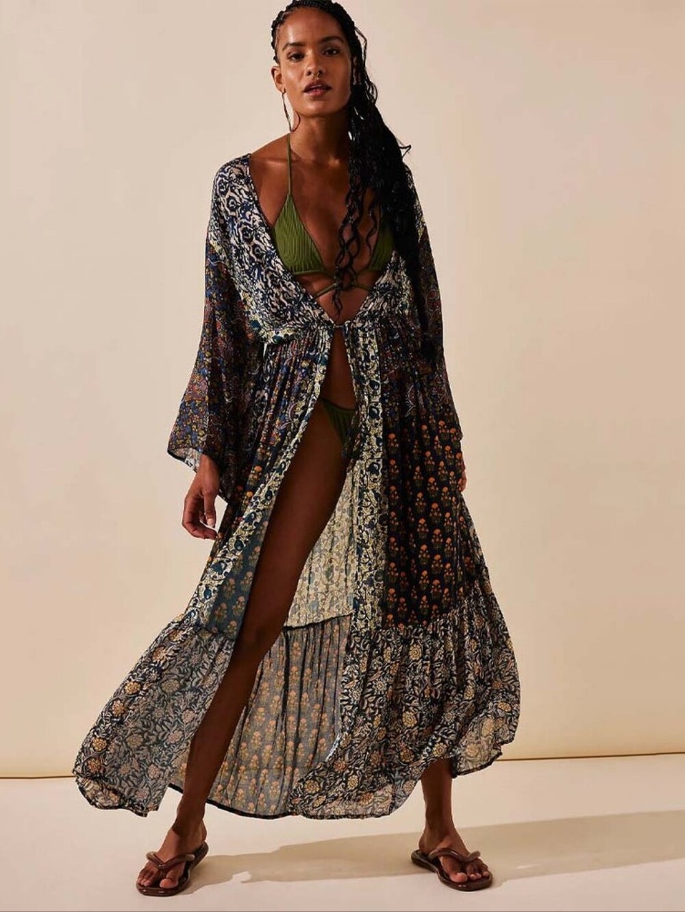 Free People Bombay Mixed Print Kimono